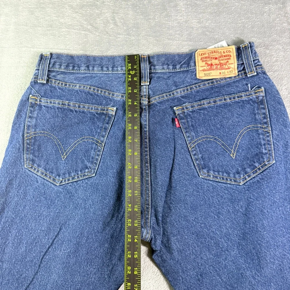 Levi Y2K 505 Jeans Mens 36x32 Dark Wash Straight Fit Denim Pants
